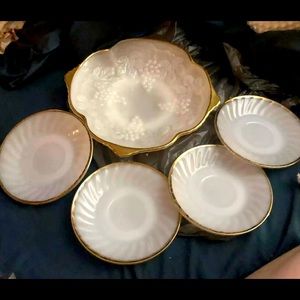 Vintage Anchor Hocking Milk Glass, Fire King Grape